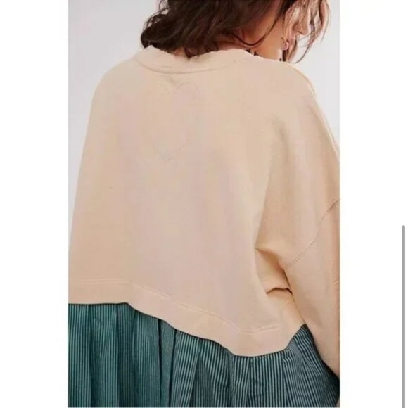 Free People Eleanor Striped Sweatshirt Minidress XS OVERSIZED - Picture 4 of 6